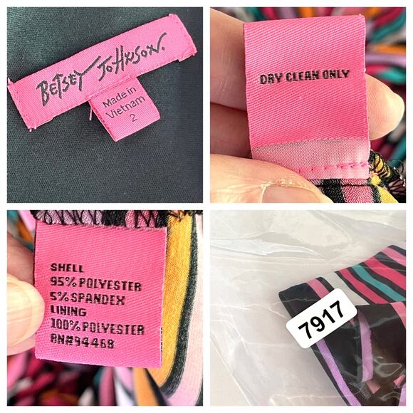 Betsey Johnson V-Neck Sleeveless Dress Sz 2 Pink Multi Striped Front Sash Zipper - Picture 9 of 9